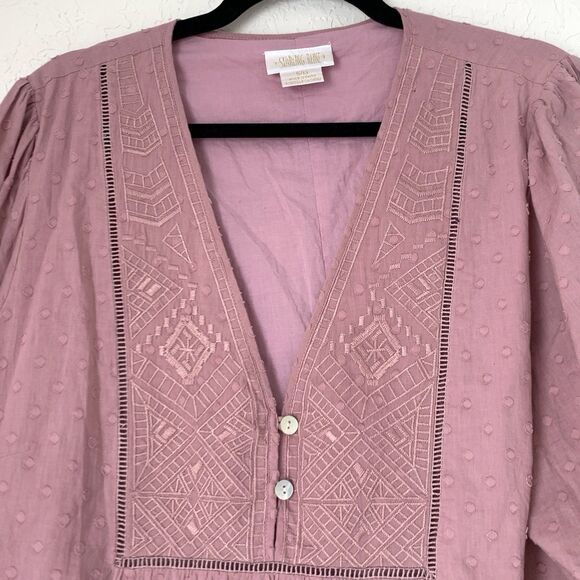 Starling Reine Dress Women 16 Dusty Pink Rose Puff Cottagecore Boho Peasant - Picture 6 of 12